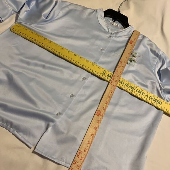 Kay Anna size XL two piece pajama set.  Light blue long sleeve/drawstring waist - Picture 6 of 11